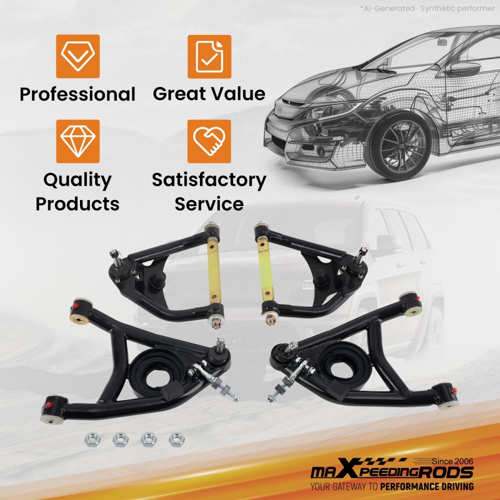 Tubular Heavy Duty Upper Suspension Control Arms Rubber Set compatible for Chevy Chevelle
