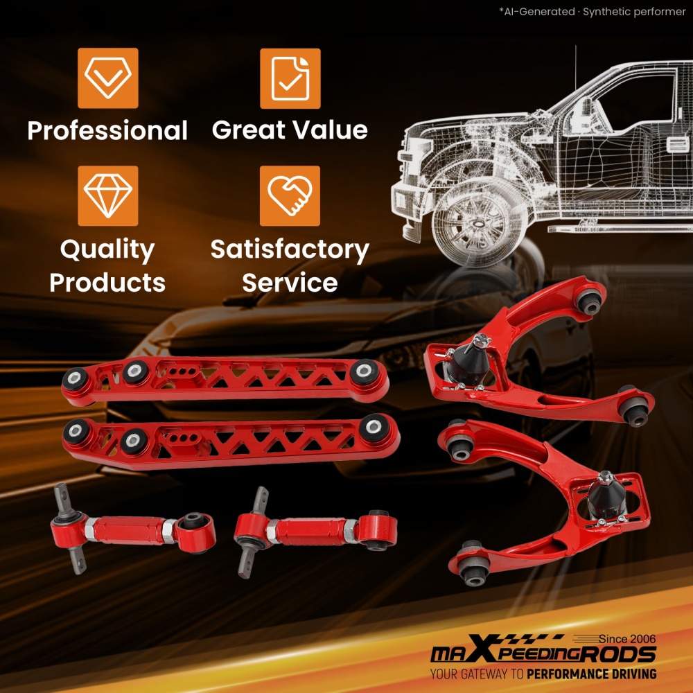 6x Front Upper Rear Camber Kit + Lower Control arms For 1996-2000 compatible for Honda Civic