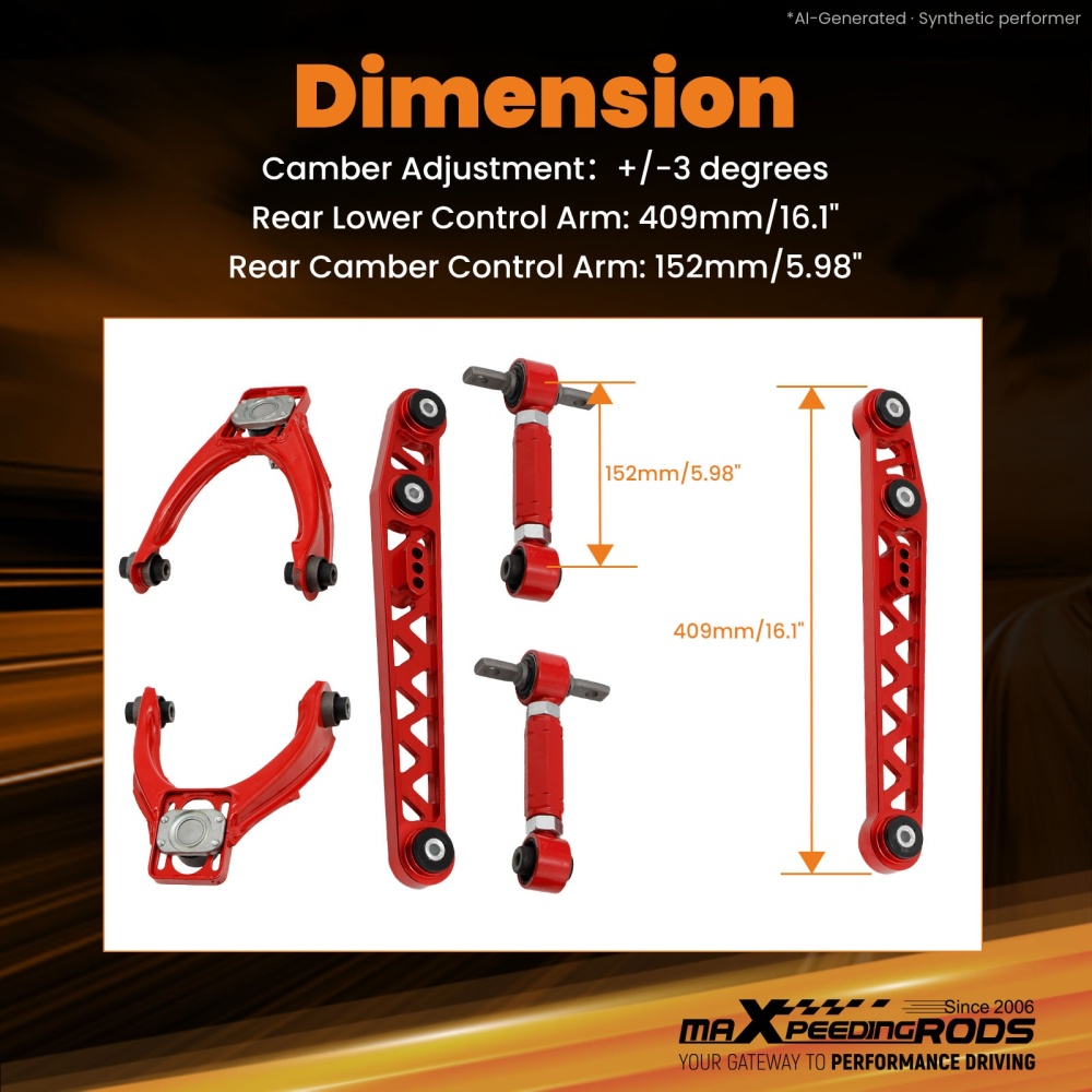 6x Front Upper Rear Camber Kit + Lower Control arms For 1996-2000 compatible for Honda Civic