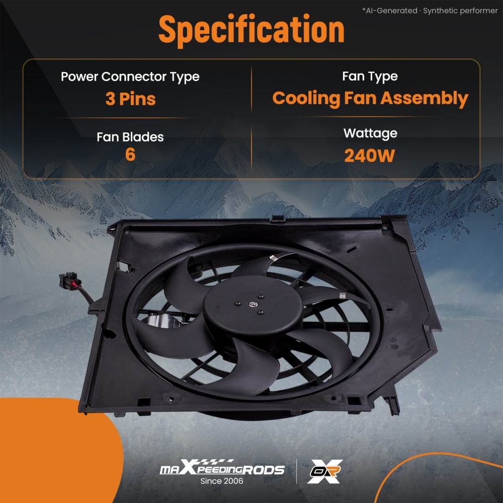 Radiator Cooling Fan Assembly compatible for BMW E46 320i 323Ci 323i/325Ci 17117503761