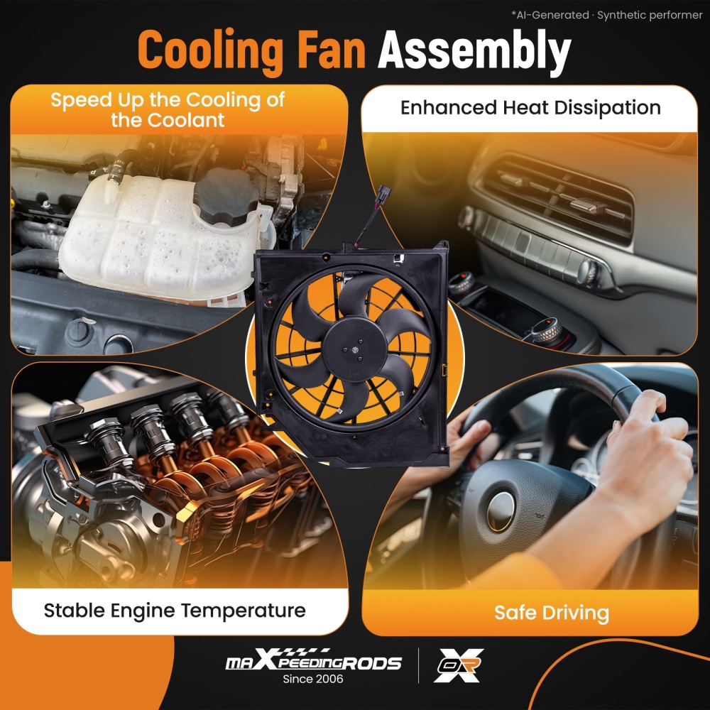Radiator Cooling Fan Assembly compatible for BMW E46 320i 323Ci 323i/325Ci 17117503761
