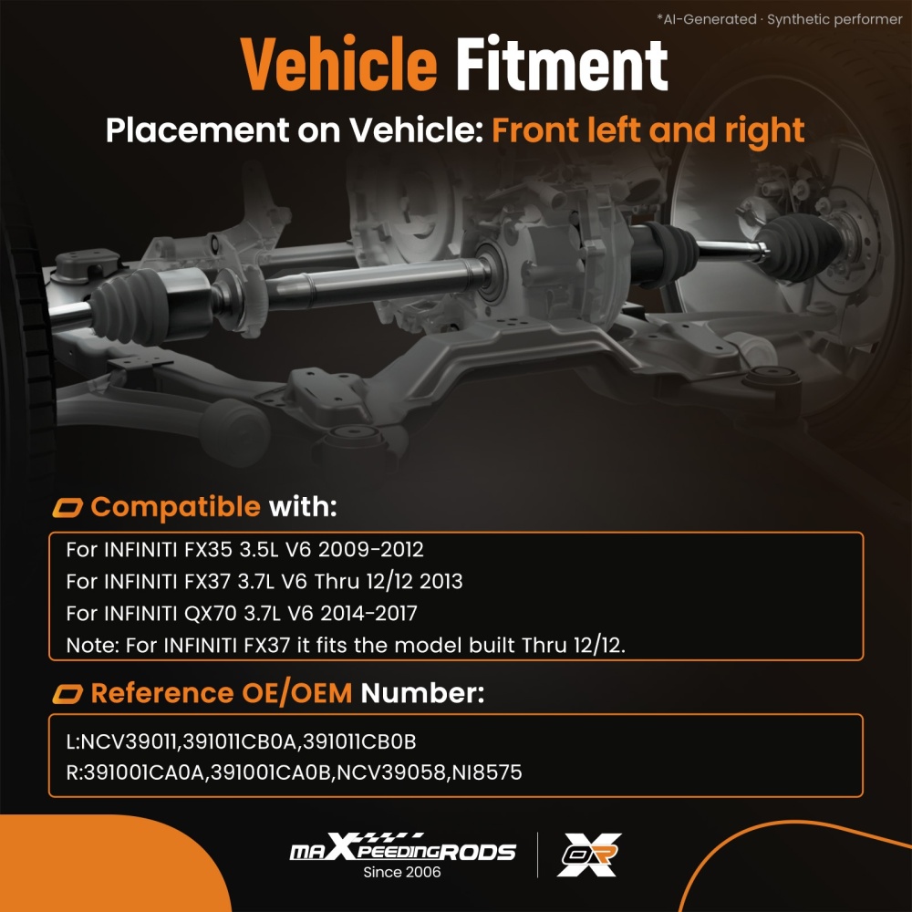 Front Pair CV Axle Joint Shaft compatible for INFINITI FX37 3.7L V6 AWD 2013