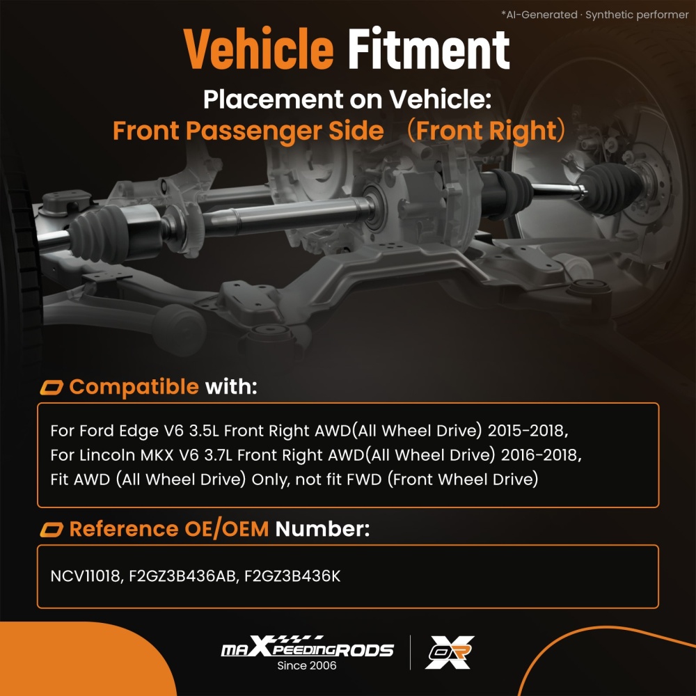 Front Right CV Joint Axle Assembly compatible for Lincoln MKX 3.7L compatible for Ford Edge 3.5L AWD