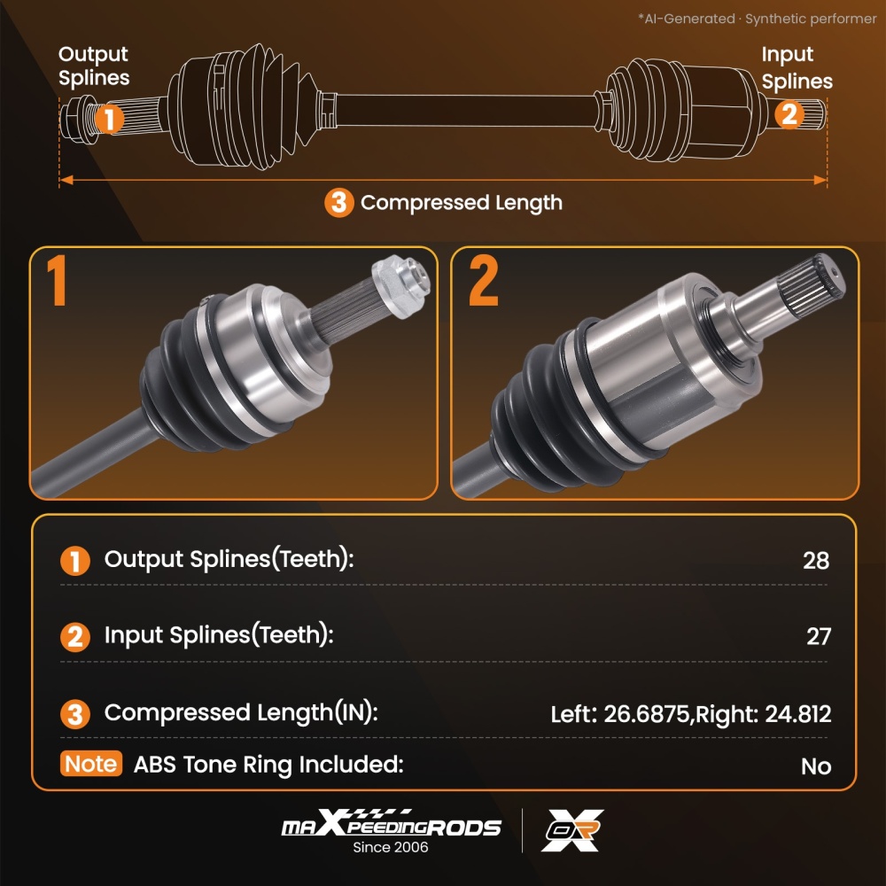 Front Pair CV Axle Assembly compatible for Honda Element 2.4L 2003 04 05 06 07 08 09 10 11