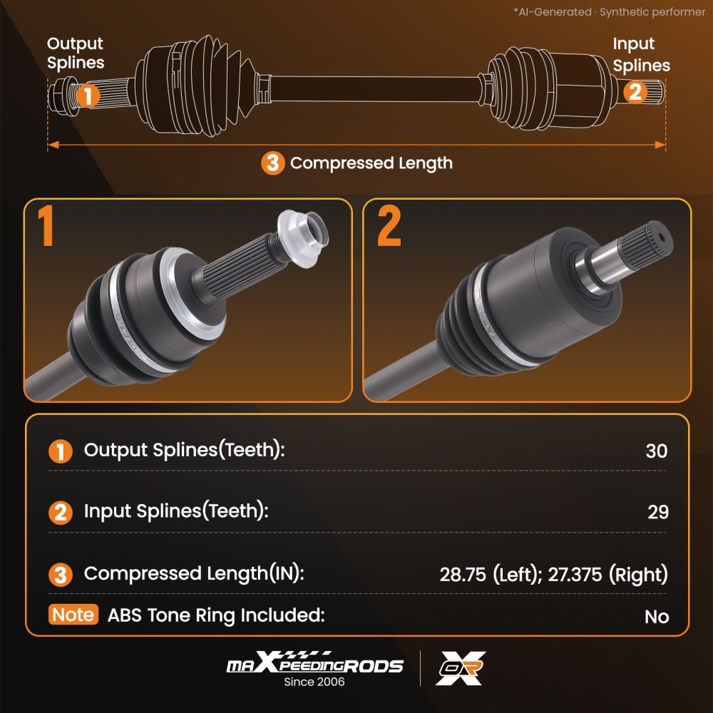2x Front Left Right CV Axle Shaft compatible for Honda Pilot 2009-2011 compatible for Acura MDX 2007-2009