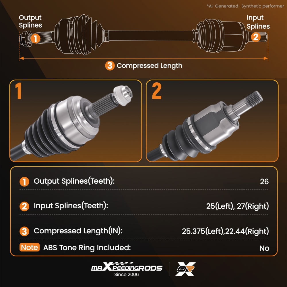 2Pc CV Axle Assembly Front Left Right compatible for Honda FIT Base Sport L4 1.5L 2009-2011
