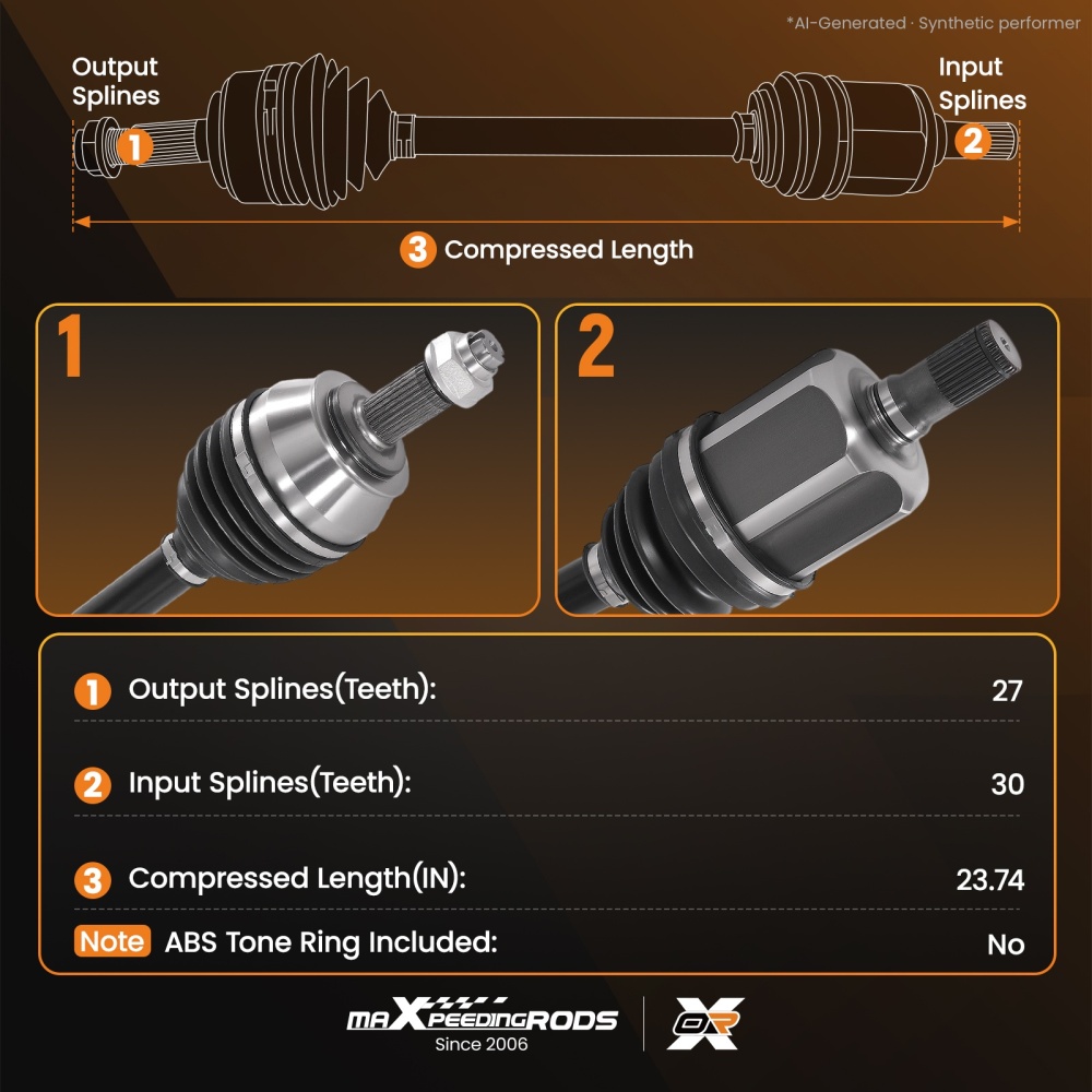 1x Front CV Axle Assembly Left or Right compatible for Jeep Compass 2018-2021 2.4L AWD/Compatible for FWD