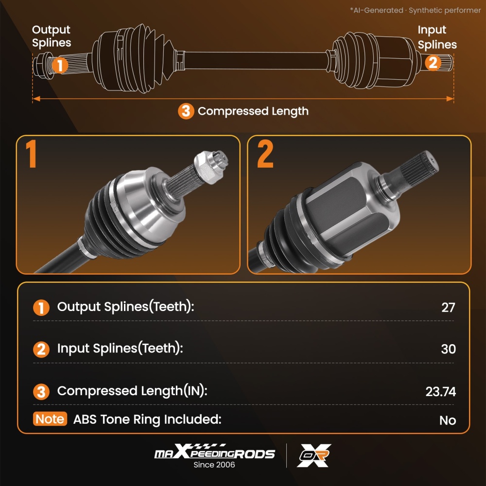 2x Front CV Axle Assembly LeftRight compatible for Jeep Compass 2018-2021 2.4L AWD/Compatible for FWD