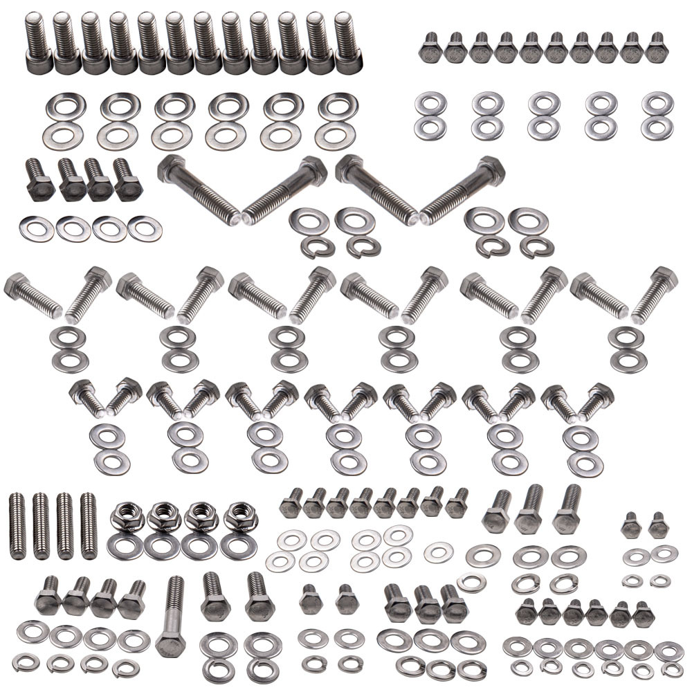 Stainless Steel Engine Bolt Kit Small Block compatible for Chevrolet 265-400