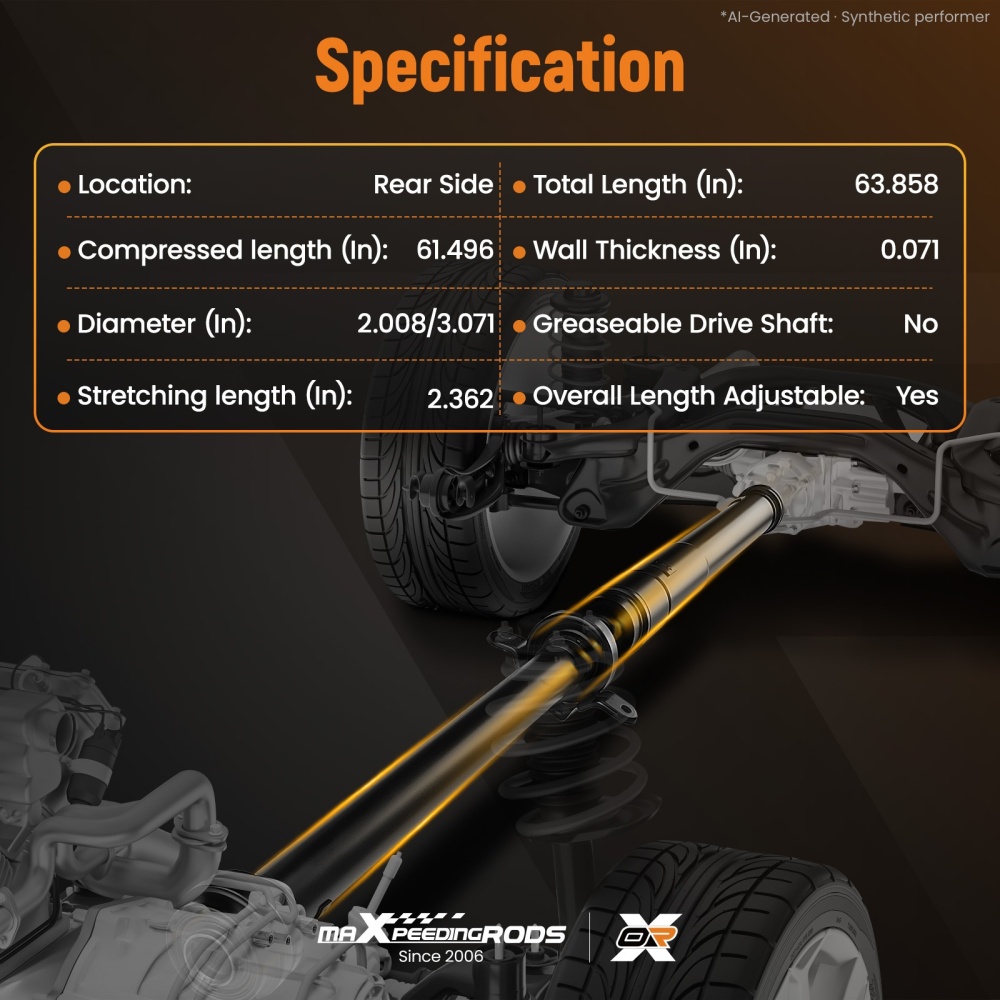 Rear Drive Shaft Propshaft Cardan Shaft compatible for Audi Q7 2011-2015 V6 3.0L 7L8521105L
