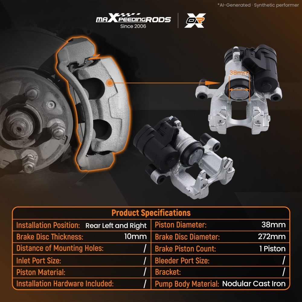 2x Electronic Brake Caliper Rear Left Right compatible for Audi A3 TT compatible for Seat Leon 14-20 272mm