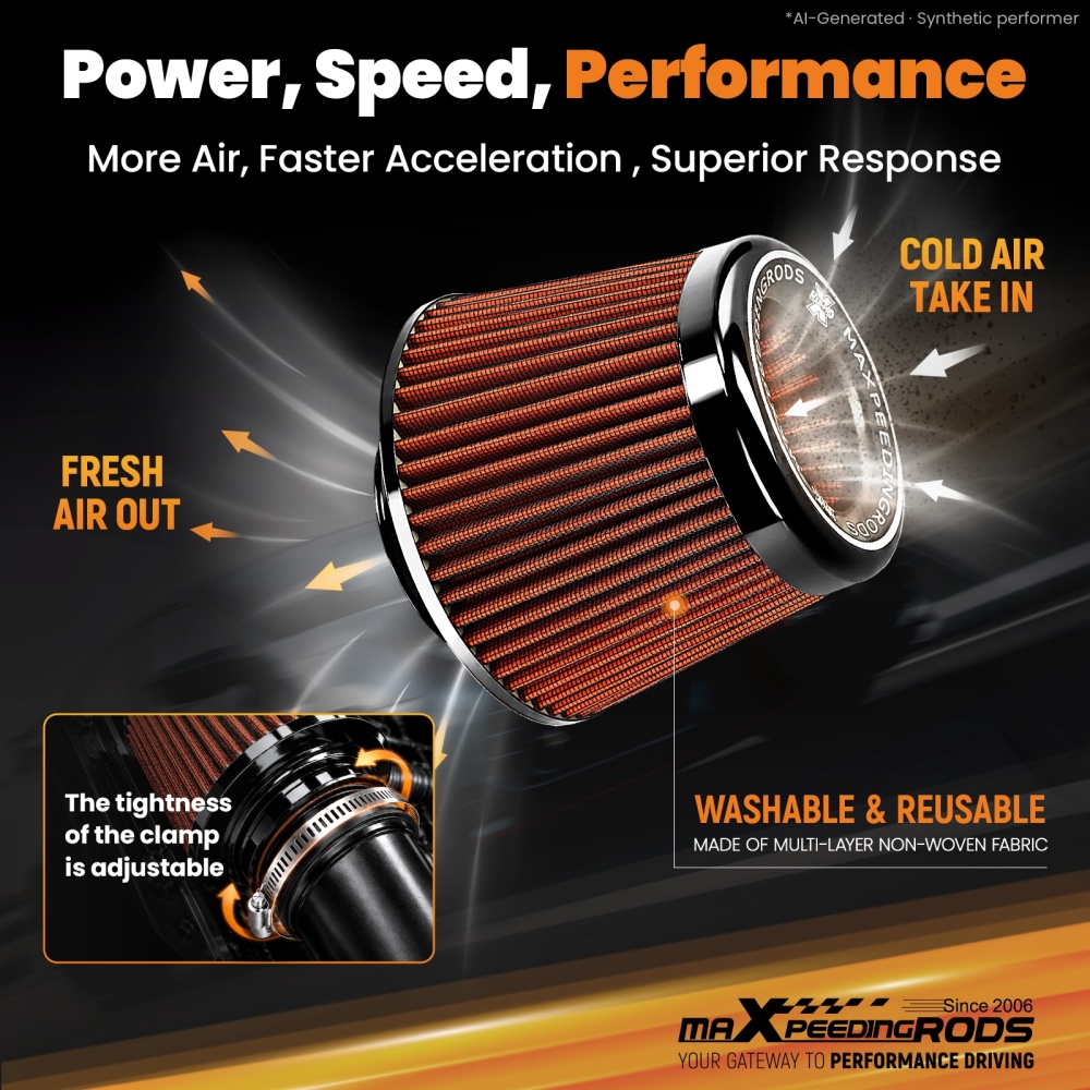 6 Inch Cone Air Filter Universal High Flow Intake 159x157x158mm Reusable