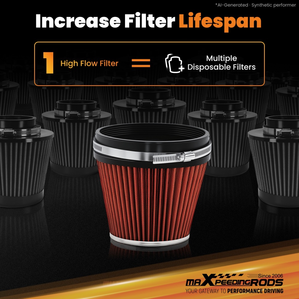 6 Inch Cone Air Filter Universal High Flow Intake 159x157x158mm Reusable