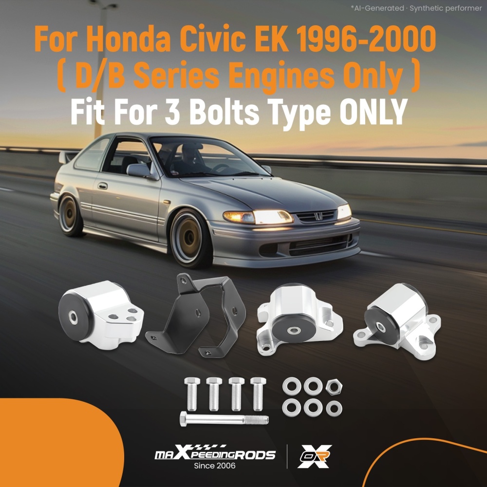 3-Bolt  Engine Trans Mount Kit compatible for Honda Civic EK 1996-2000 B Series Engines