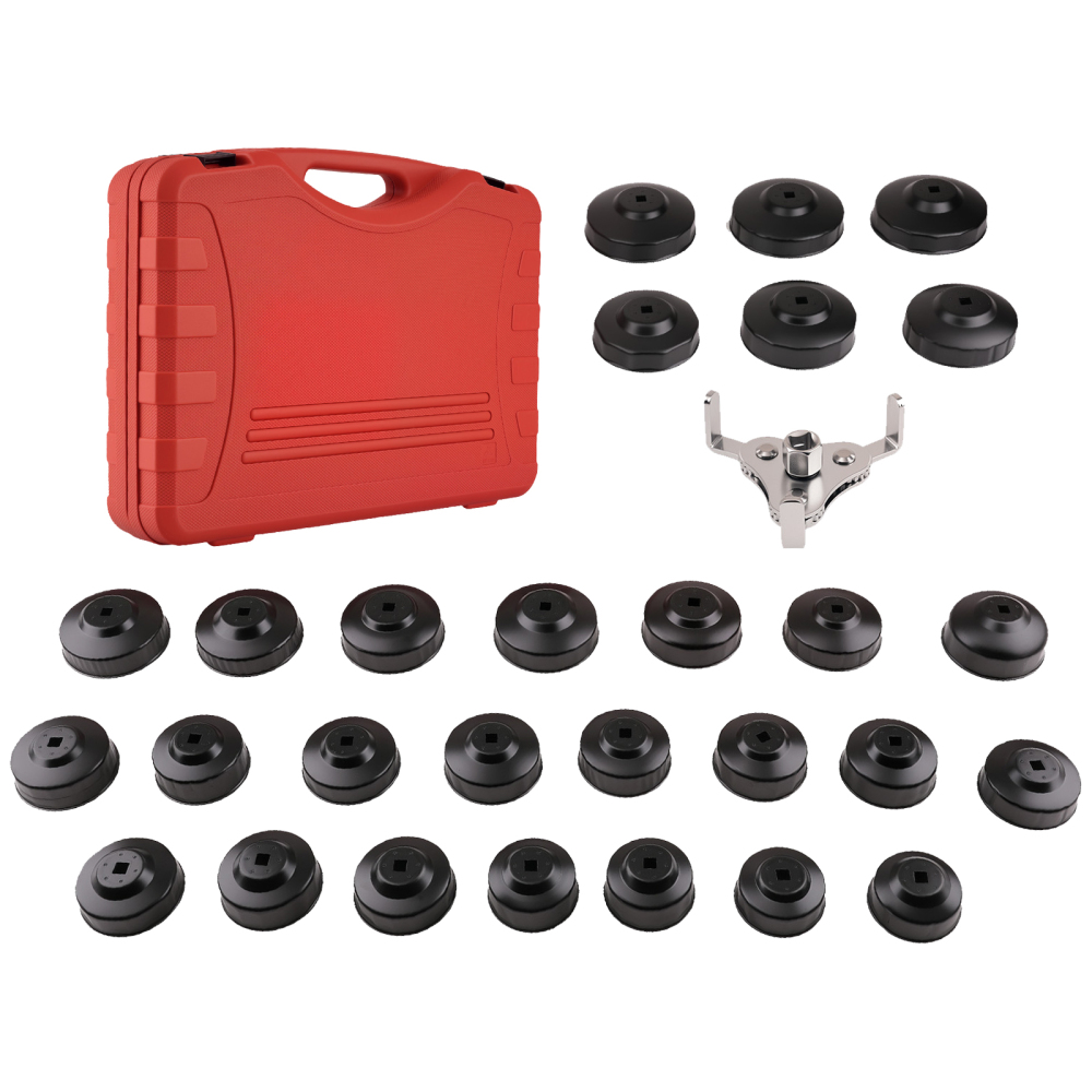 30pc Oil Filter Socket Wrench Set for Car Auto Removal Tool Kit 65-120mm w/ Compatible for Case