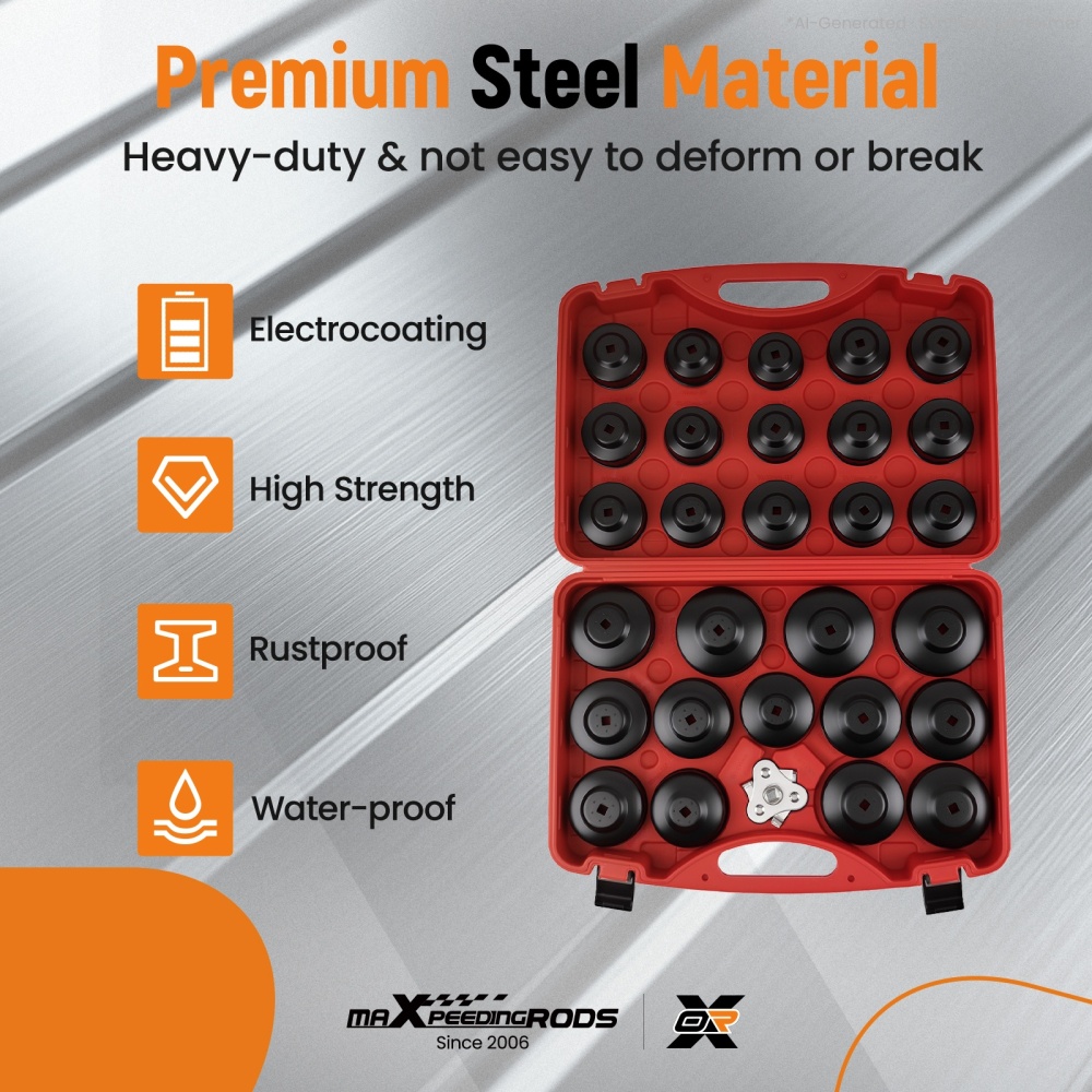 30pc Oil Filter Socket Wrench Set for Car Auto Removal Tool Kit 65-120mm w/ Compatible for Case