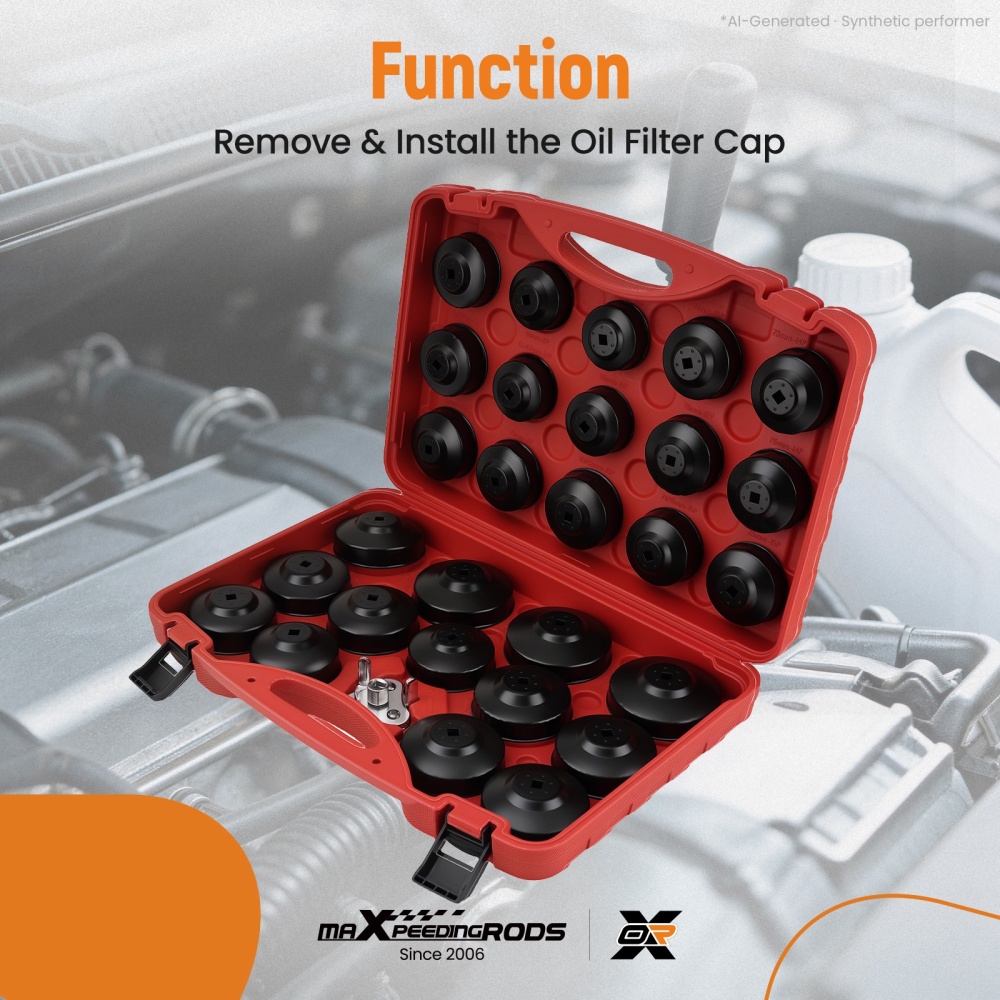 30pc Oil Filter Socket Wrench Set for Car Auto Removal Tool Kit 65-120mm w/ Compatible for Case