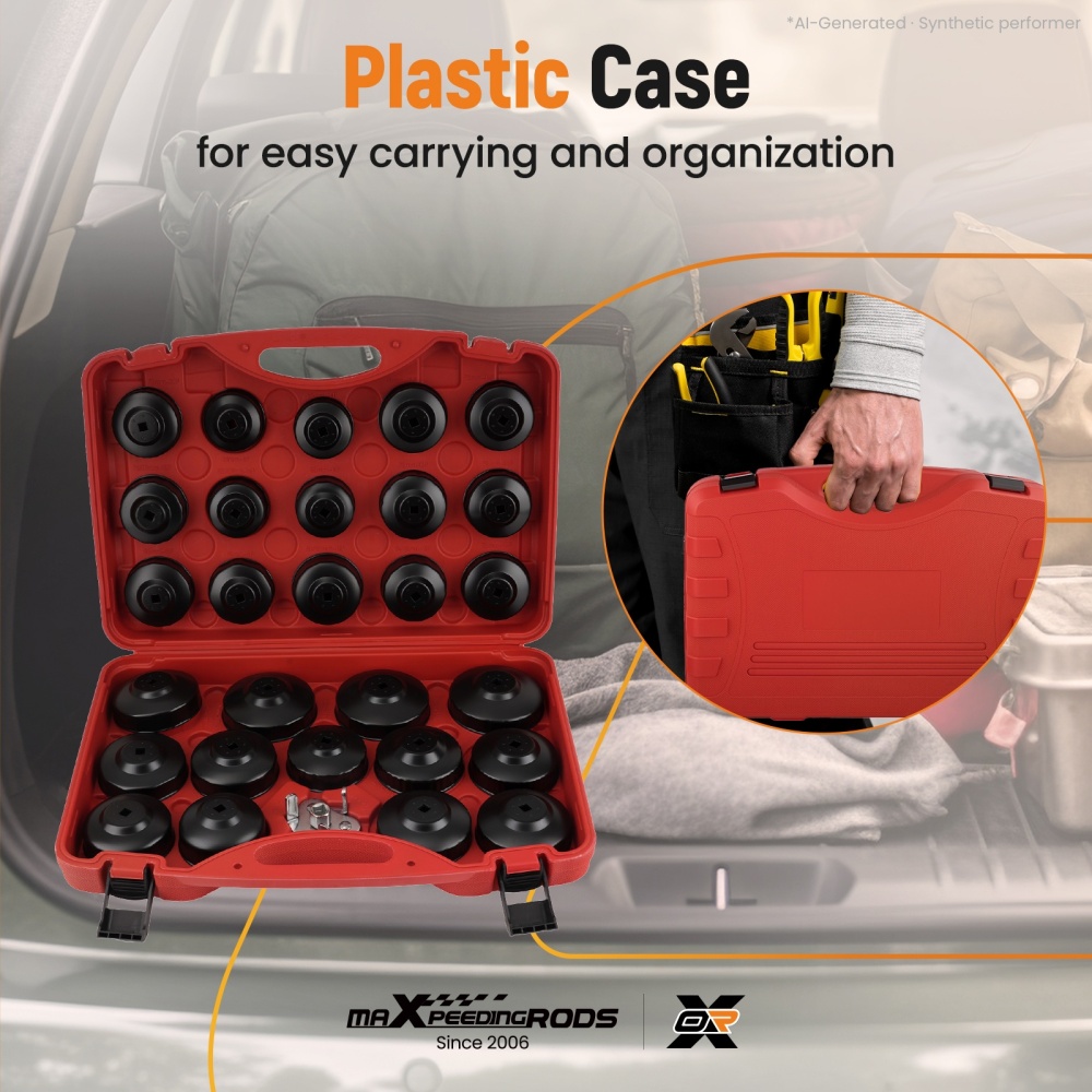 30pc Oil Filter Socket Wrench Set for Car Auto Removal Tool Kit 65-120mm w/ Compatible for Case