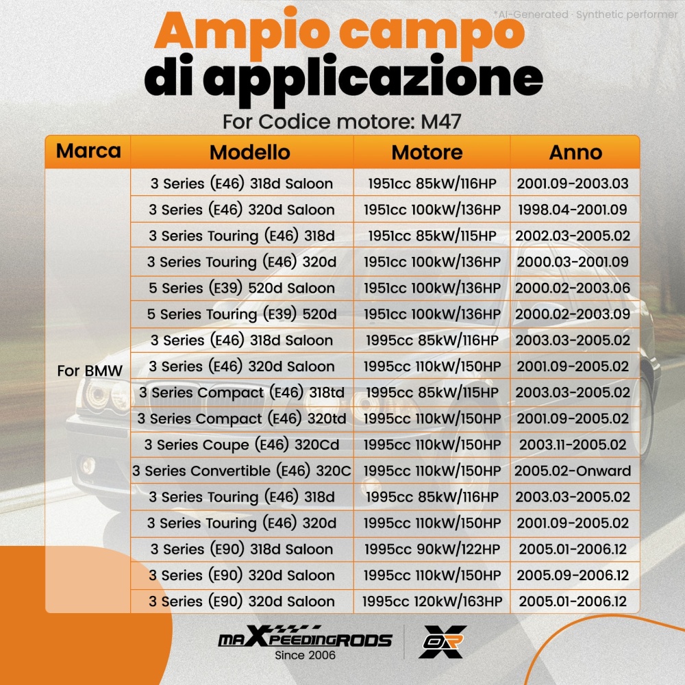 Chiave Albero compatibile per BMW Serie 3 Coupé E46 320Cd 110kW 2003-2005 M47
