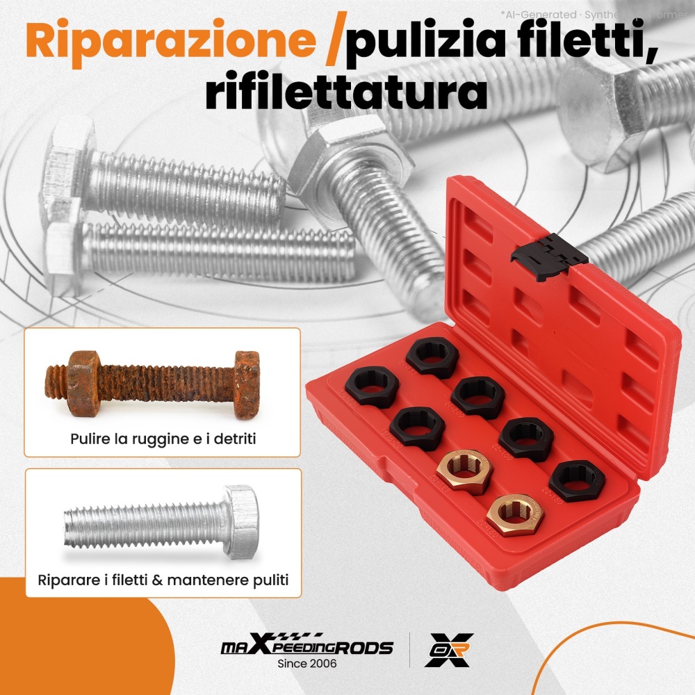 8 Pezzi Rifilettatura Assale for Auto Trazione Anteriore Chiave 1-1/4 Acciaio