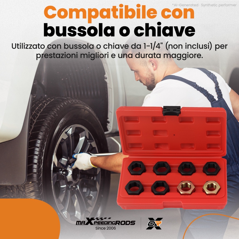 8 Pezzi Rifilettatura Assale for Auto Trazione Anteriore Chiave 1-1/4 Acciaio