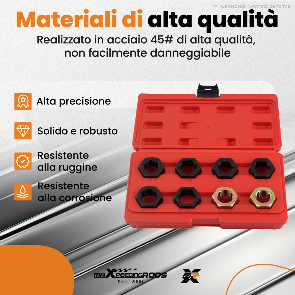 8 Pezzi Rifilettatura Assale for Auto Trazione Anteriore Chiave 1-1/4 Acciaio