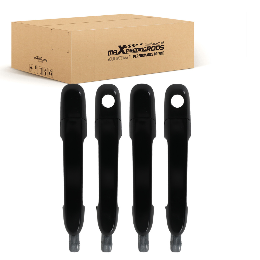 4pcs Exterior Door Handle compatible for Hyundai Accent 1.6L 2007-2011 Black ABS