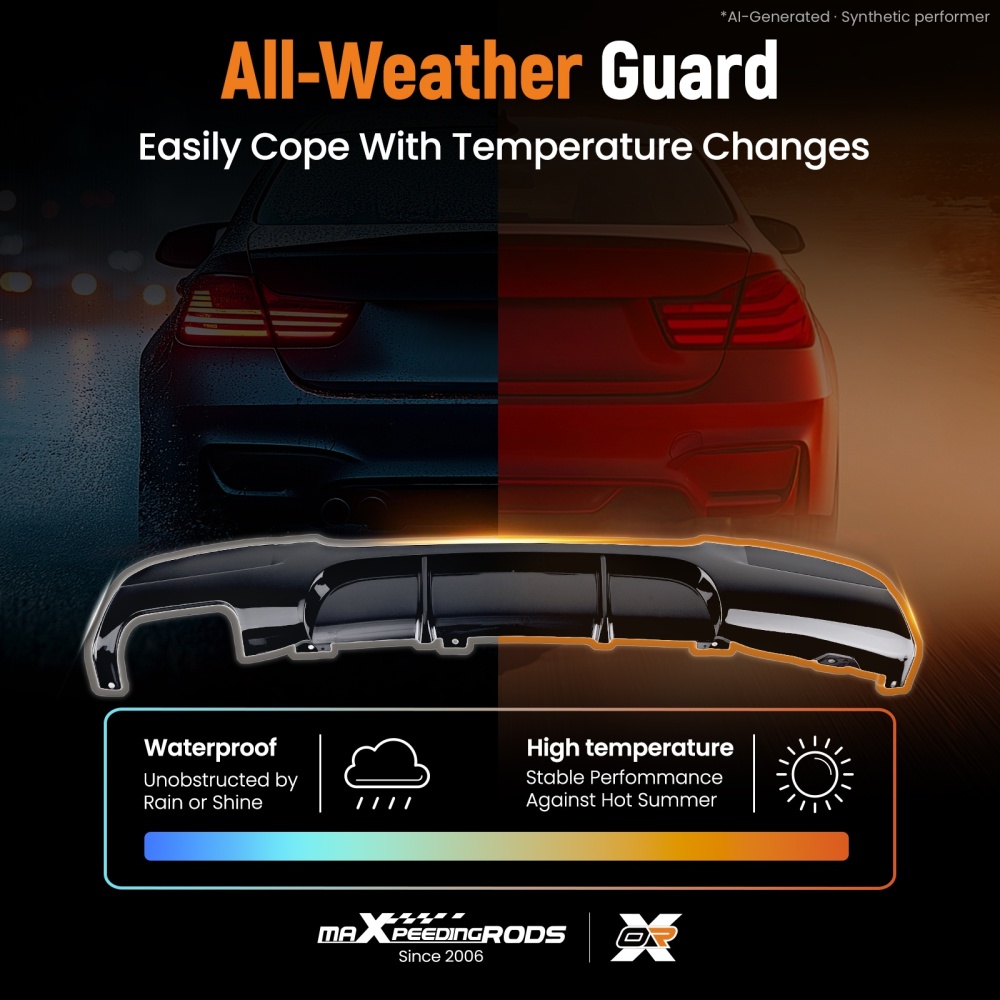 Gloss Black Rear Diffuser Twin Exhasut compatible for BMW 3 Series E90 E91 M Sport 2005-12