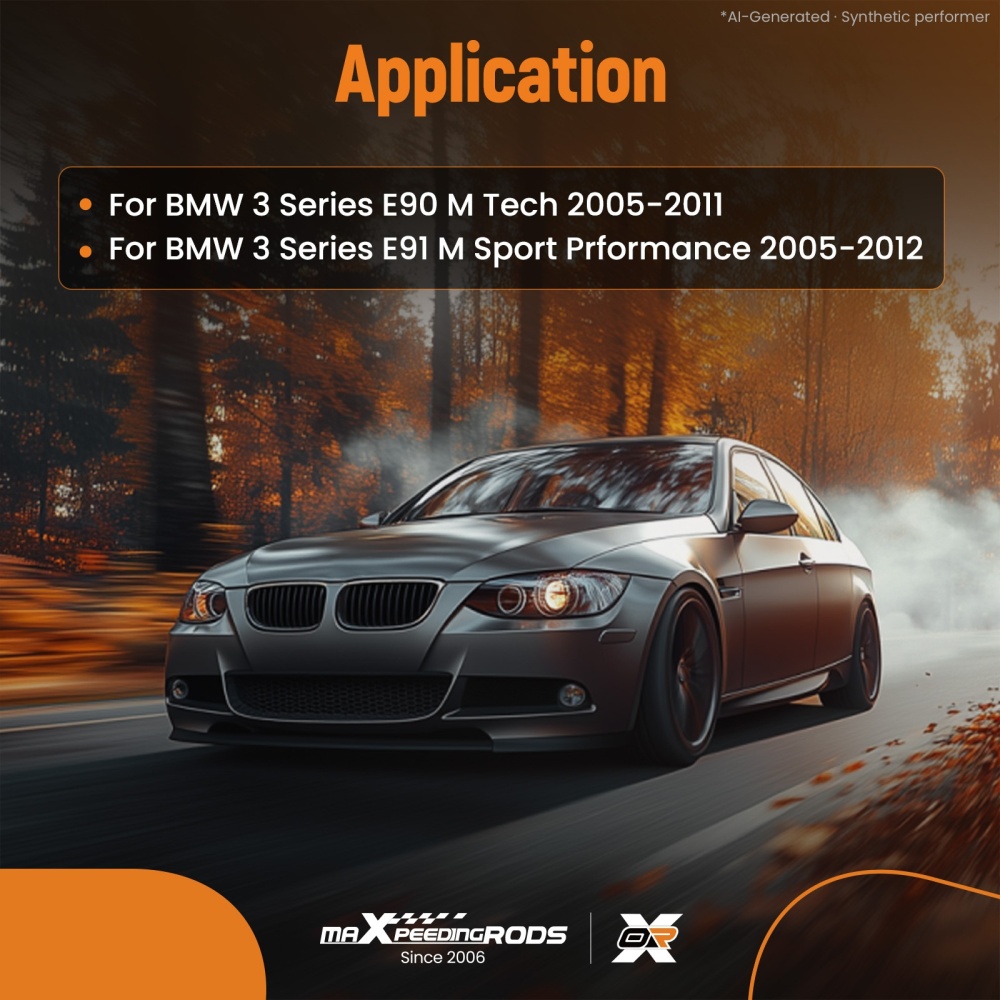 Rear Diffuser Dual Twin Exhaust Tip Gloss Black compatible for BMW 3 Series E90 E91 M Sport