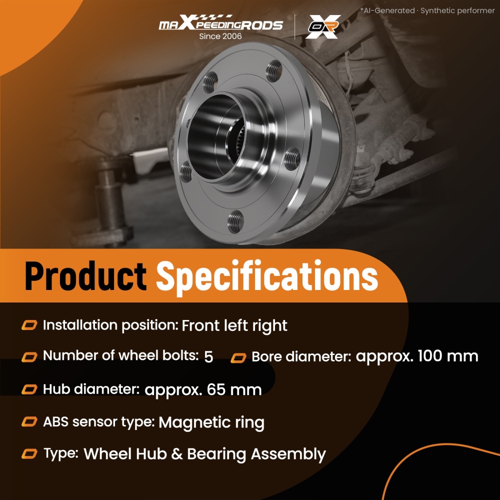 Front Left Right Wheel Hub Axle Bearing Kit compatible for Audi A1 A2 VKBA3569 6R0407621