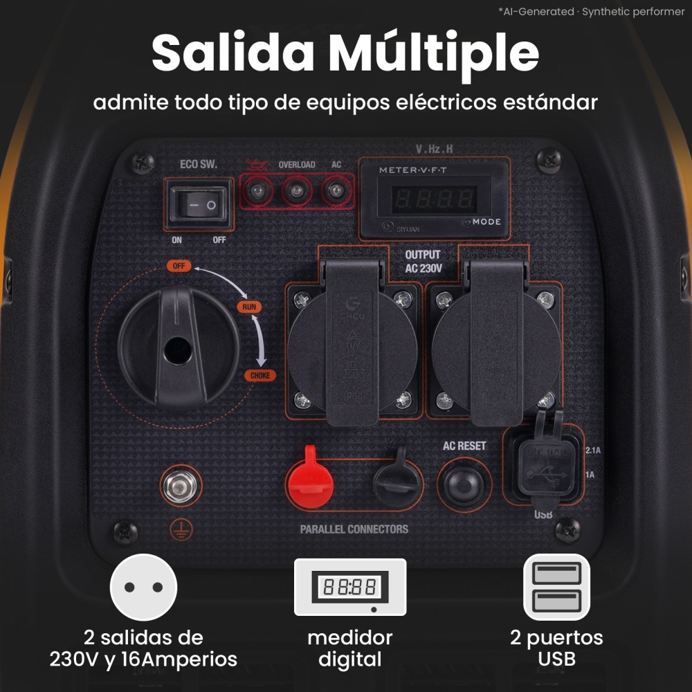 2x Generador Portátil2300wParalelo Caja Kit for Dispositivos Sensibles