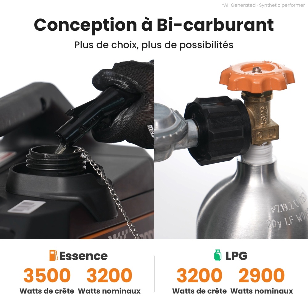 groupe électrogène LPG/essence 3500W inverter électrique for camping car