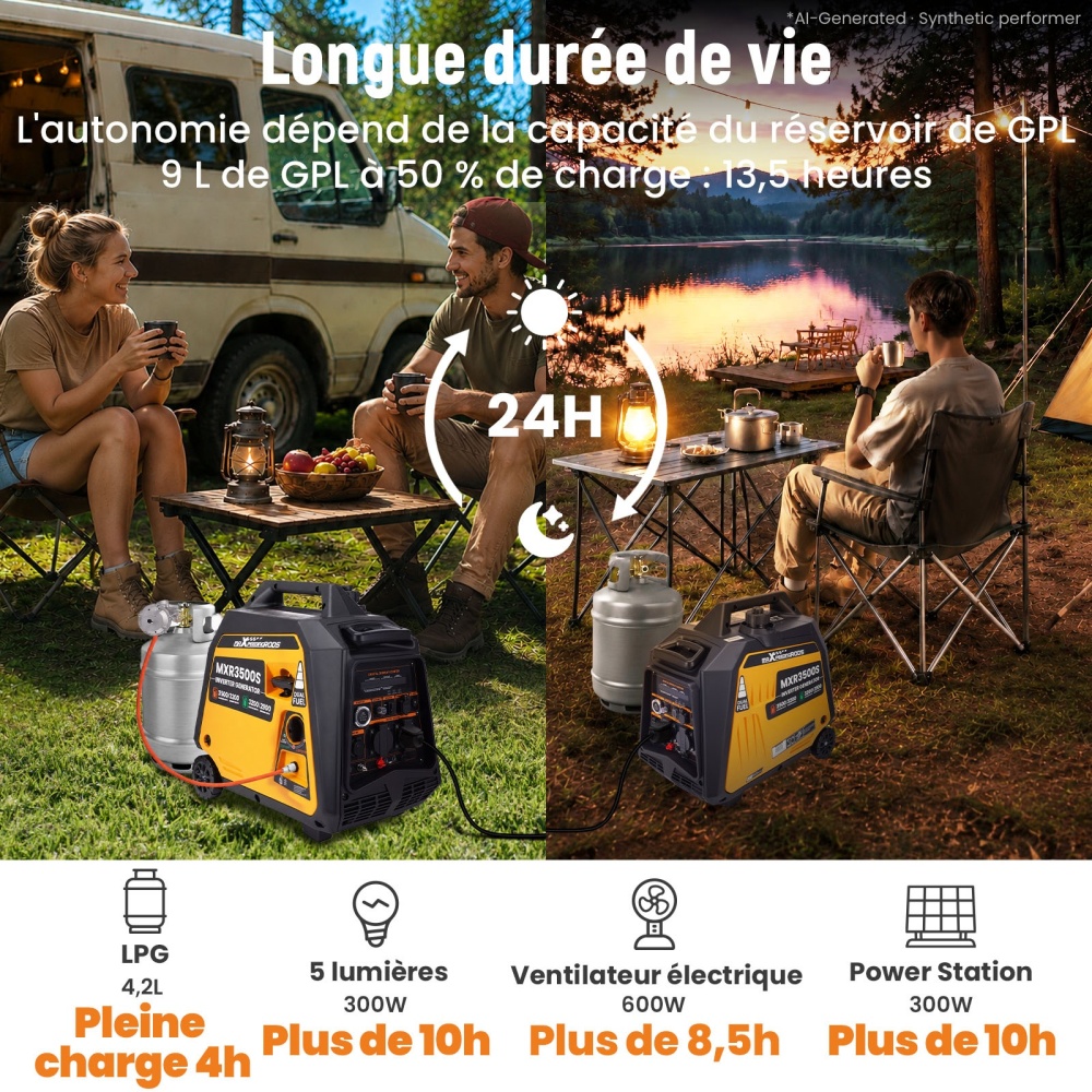 groupe électrogène LPG/essence 3500W inverter électrique for camping car