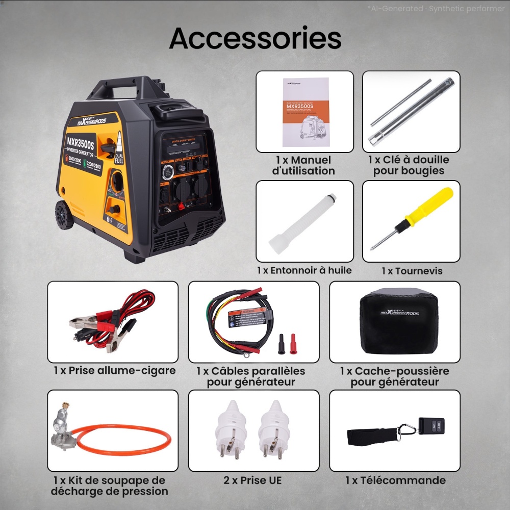 groupe électrogène LPG/essence 3500W inverter électrique for camping car