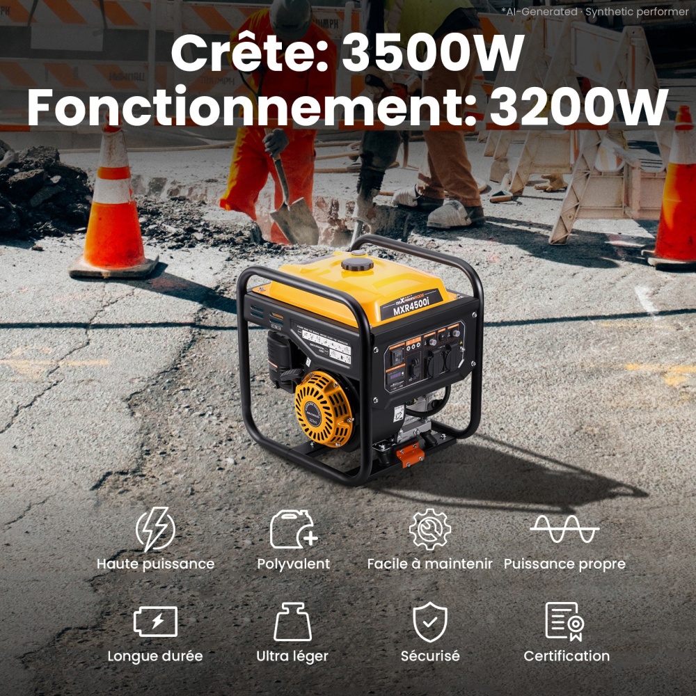 groupe electrogene D'onduleur à l'essence 3,5KW 4 temps générateur Inverter