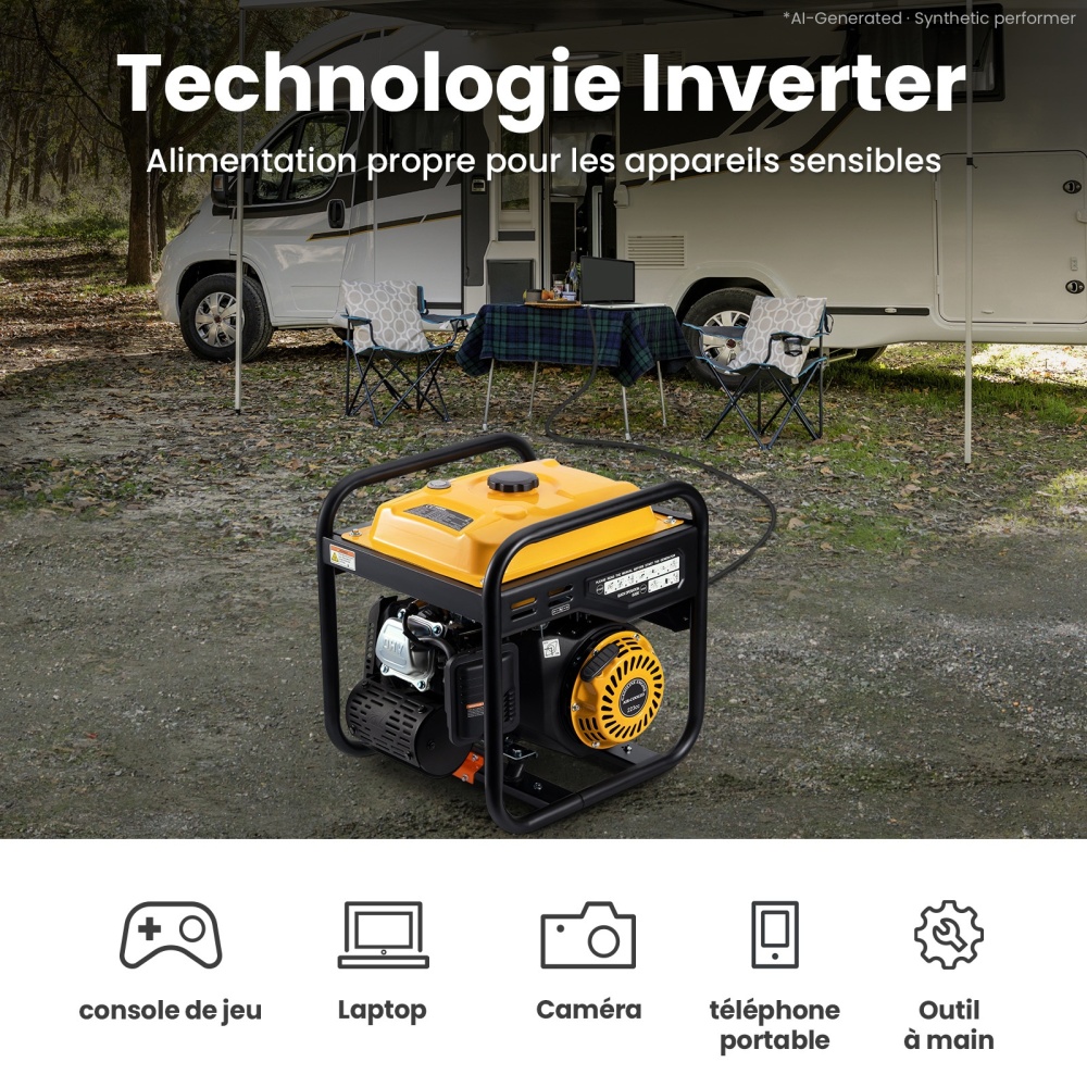 groupe electrogene D'onduleur à l'essence 3,5KW 4 temps générateur Inverter