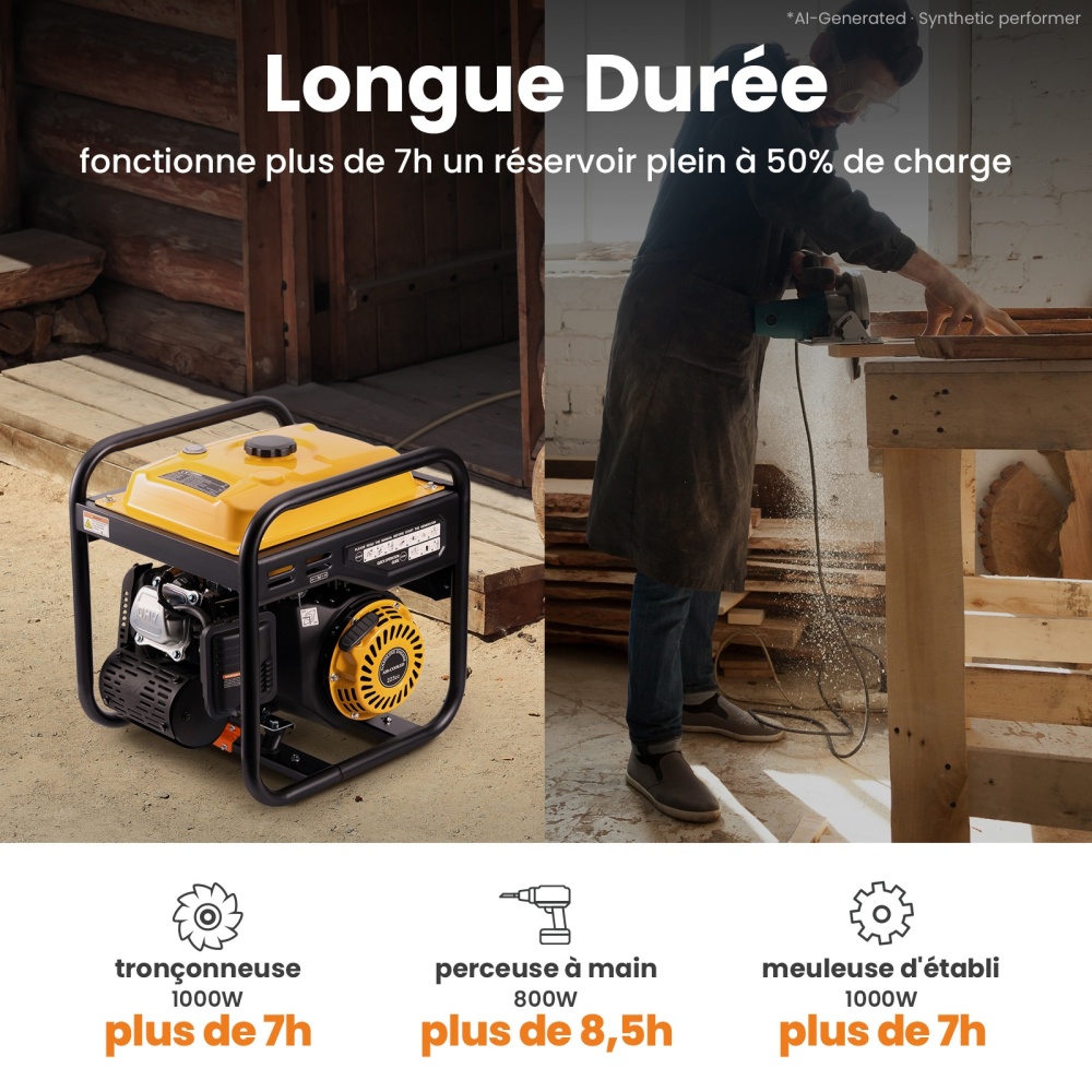 groupe electrogene D'onduleur à l'essence 3,5KW 4 temps générateur Inverter