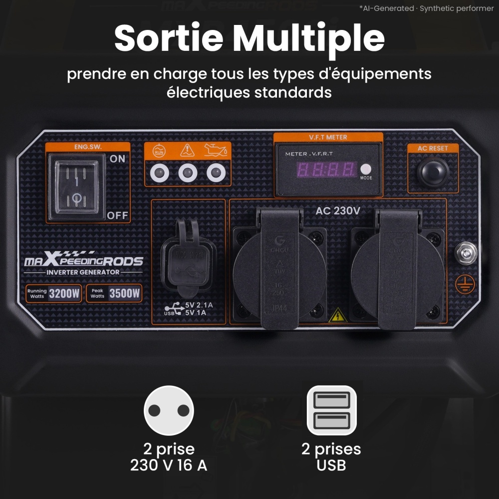 groupe electrogene D'onduleur à l'essence 3,5KW 4 temps générateur Inverter