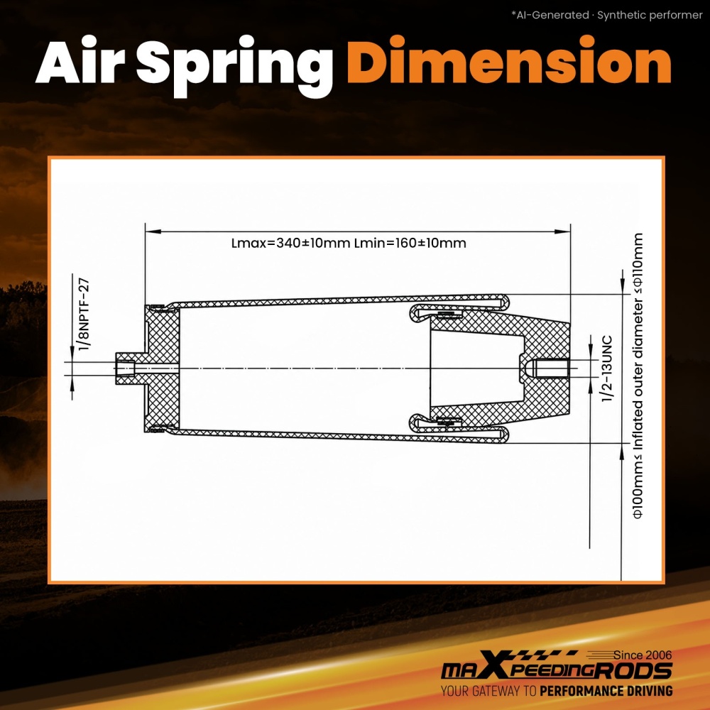 Cab Air Spring Bags replacement for Navistar 2501300C1 Replaces Firestone W02-358-7081 Goodyear 1S5-038