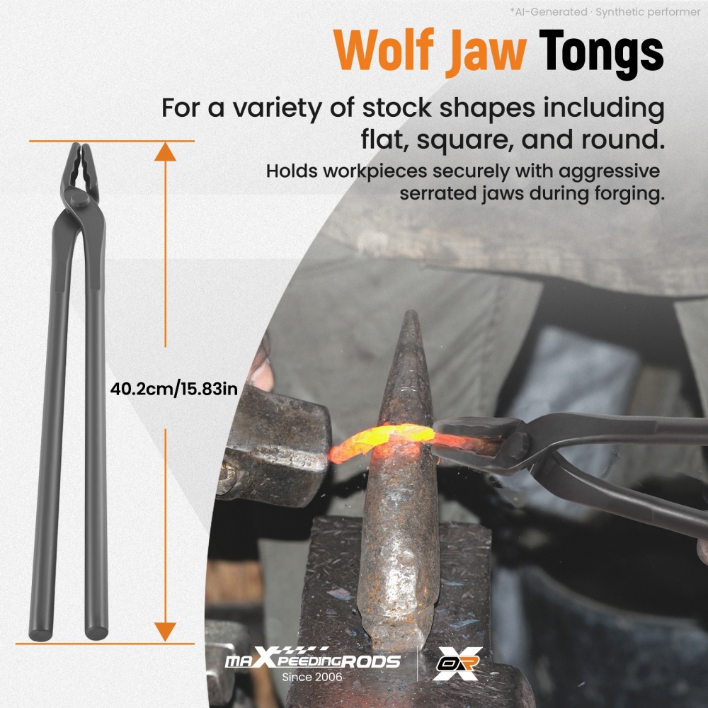 4pcs Tongs Blacksmith Carbon Steel Forging Flat V Bit Blade Wolf Jaw Tool Kit
