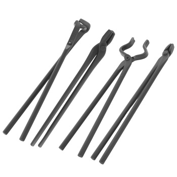 4pcs Tongs Blacksmith Carbon Steel Forging Flat V Bit Blade Wolf Jaw Tool Kit