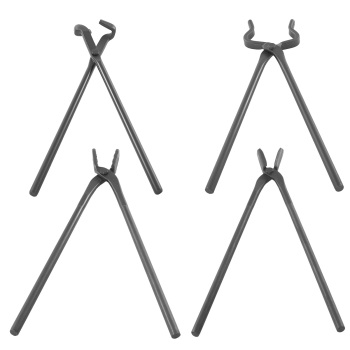 4pcs Tongs Blacksmith Carbon Steel Forging Flat V Bit Blade Wolf Jaw Tool Kit