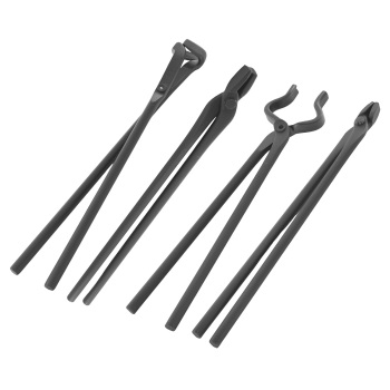 4pcs Tongs Blacksmith Carbon Steel Forging Flat V Bit Blade Wolf Jaw Tool Kit