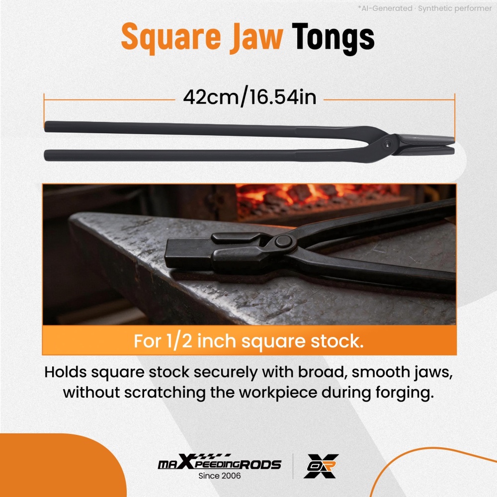 Blacksmith Tongs 5PCS Carbon Steel Flat Square Wolf Jaw Blade Bolt Forging