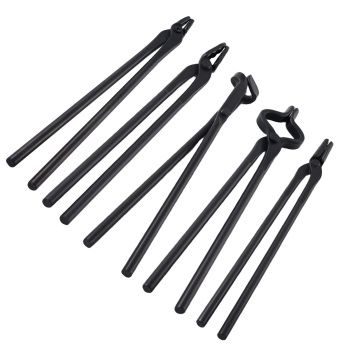 Blacksmith Tongs 5PCS Carbon Steel Flat Square Wolf Jaw Blade Bolt Forging