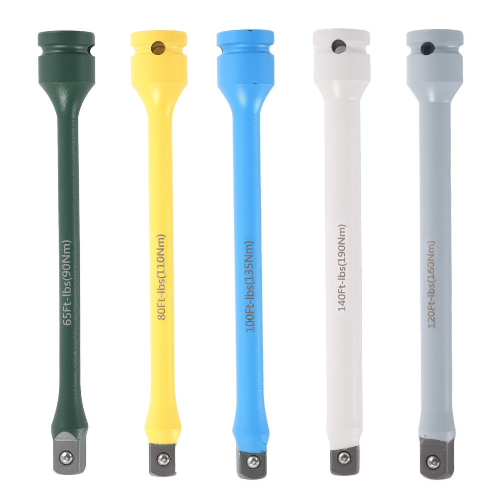 5pc 1/2 Drive Torque Bar Extension Set Color Coded Limiting Stick Tool