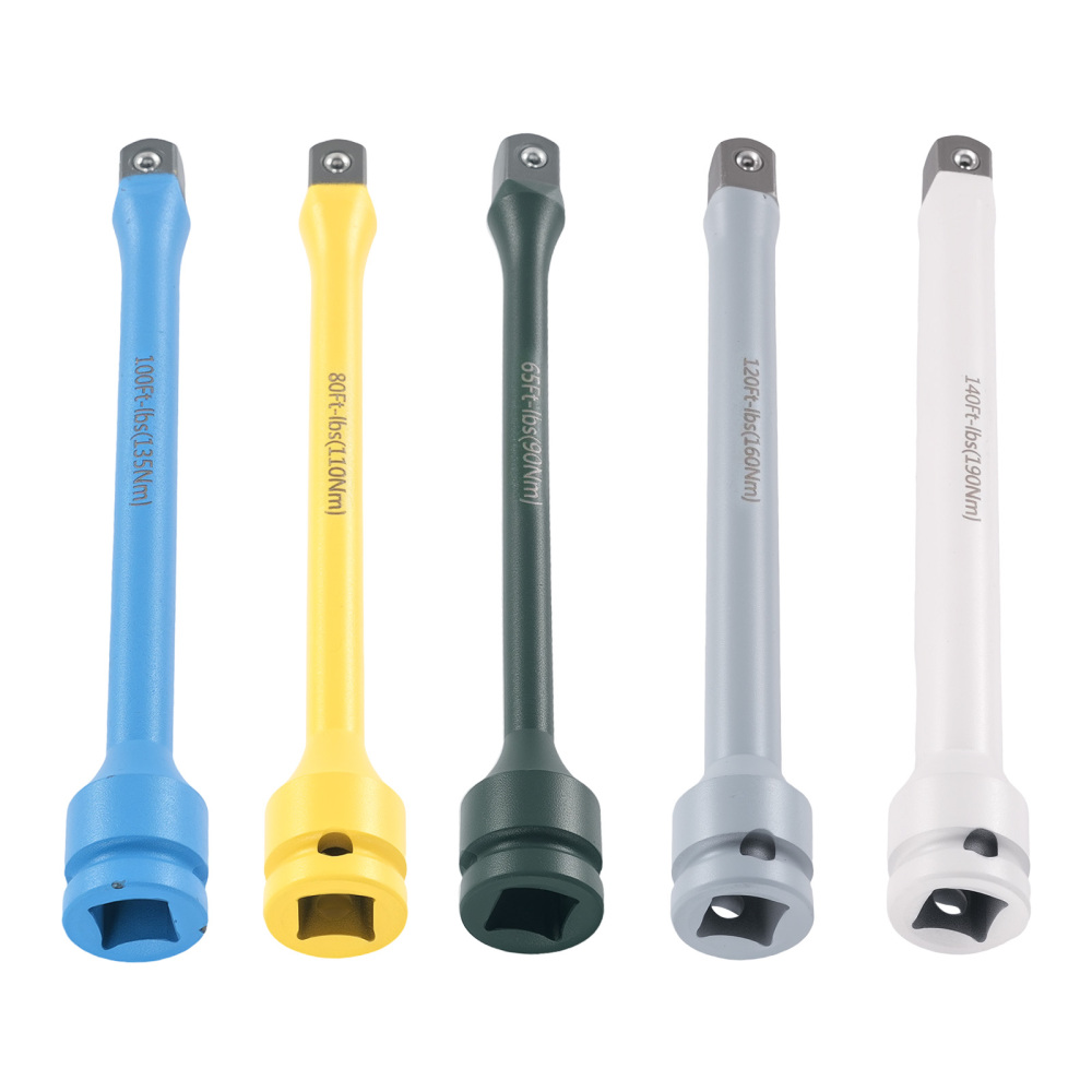 5pc 1/2 Drive Torque Bar Extension Set Color Coded Limiting Stick Tool