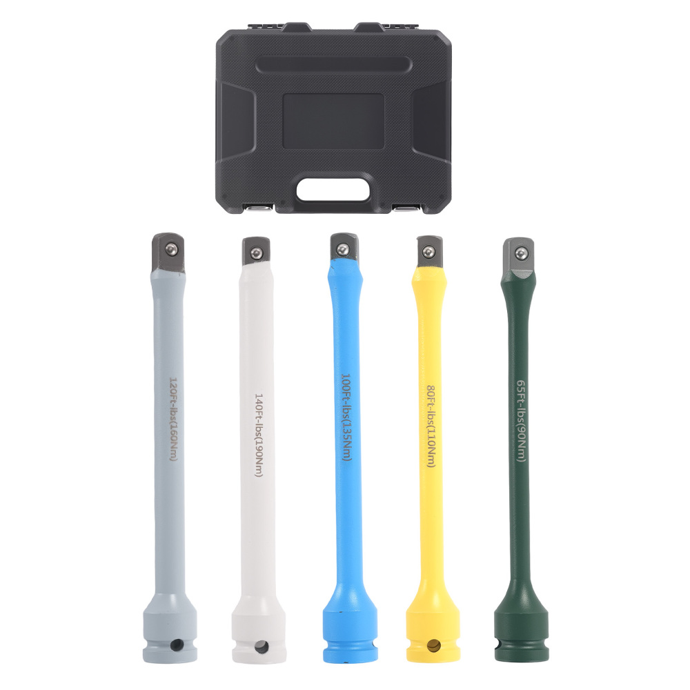 5pc 1/2 Drive Torque Bar Extension Set Color Coded Limiting Stick Tool