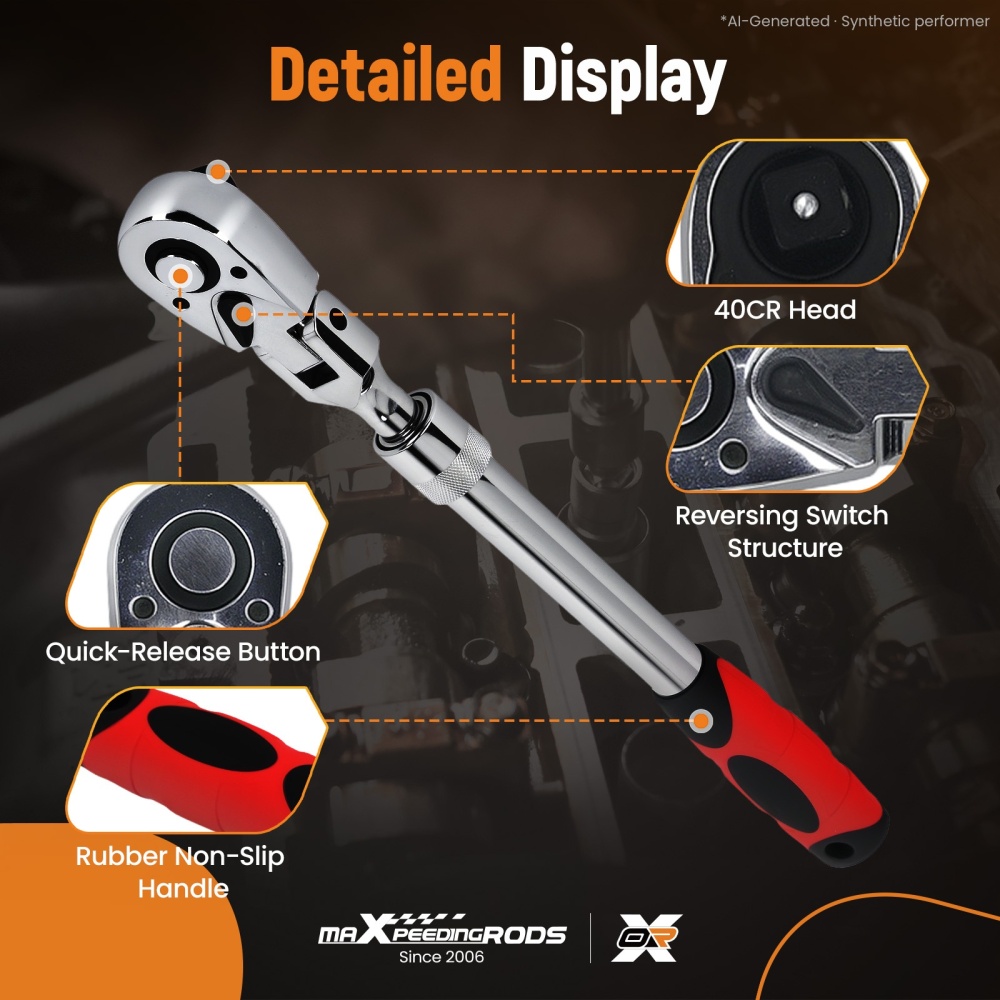 1/2 Drive 72-Tooth Extendable Ratchet Flex Head 330mm-440mm Tool