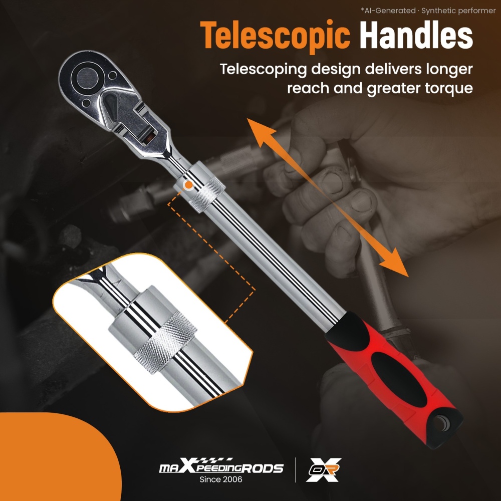1/2 Drive 72-Tooth Extendable Ratchet Flex Head 330mm-440mm Tool